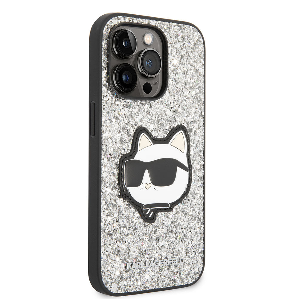 Apple iPhone 14 Pro Kılıf Karl Lagerfeld Parlak Taşlı Choupette Dizayn Kapak