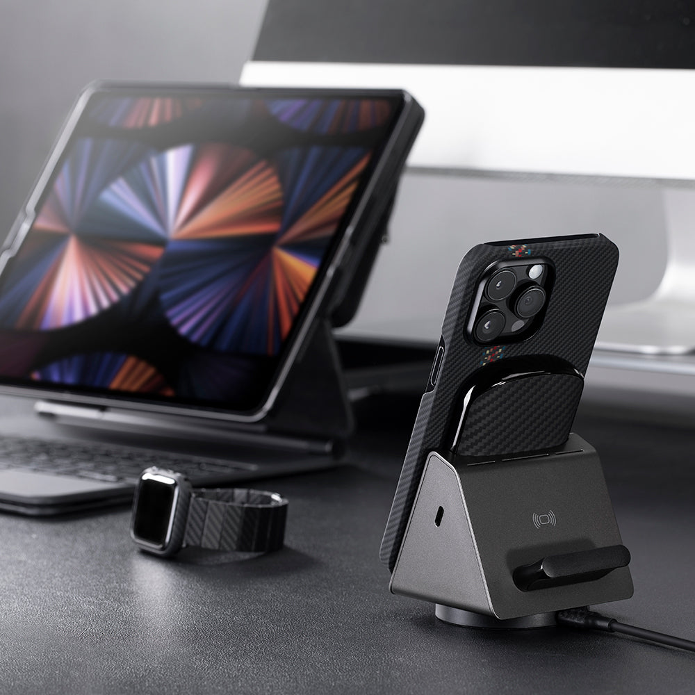 iPhone 14 Pro Kılıf Magsafe Şarj Özellikli 600D Aramid Fiber Pitaka Tactile Woven Orchestra Serisi Rhapsody Kılıf Siyah