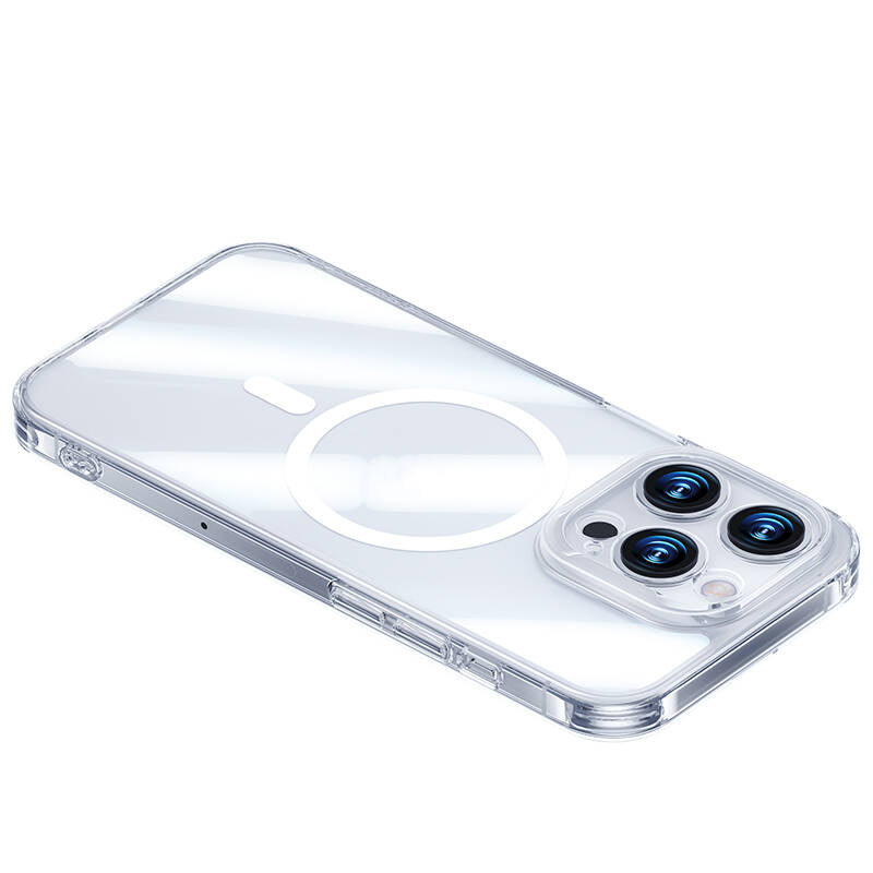 iPhone 14 Pro Kılıf Magsafe Şarj Özellikli Benks Magnetic Shiny Glass Serisi Kılıf Renksiz