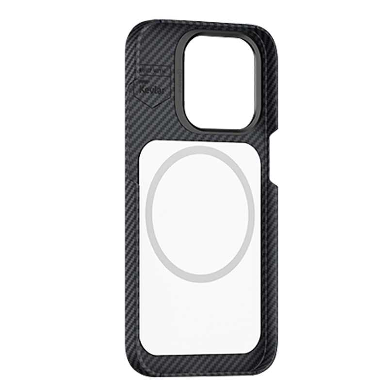 iPhone 14 Pro Kılıf Magsafe Şarj Özellikli Karbon Fiber Benks MFM Lisanslı 600D Essential Kevlar Kılıf Siyah