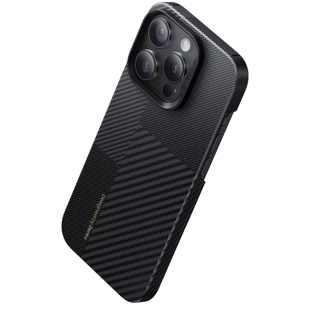 iPhone 14 Pro Kılıf Magsafe Şarj Özellikli Karbon Fiber Benks Montage ArmorAir Kevlar Kılıf Siyah
