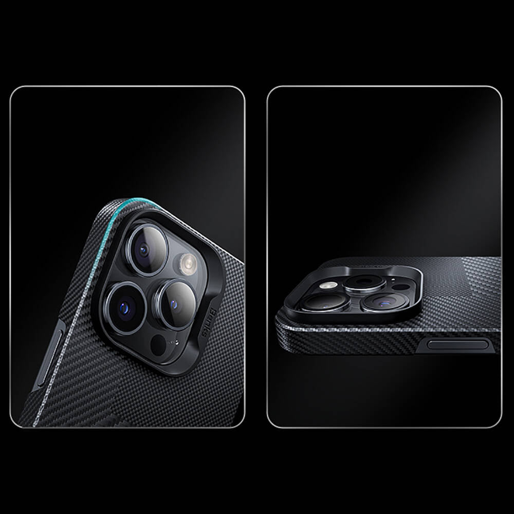 iPhone 14 Pro Kılıf Magsafe Şarj Özellikli Karbon Fiber Benks Montage ArmorAir Kevlar Kılıf Siyah