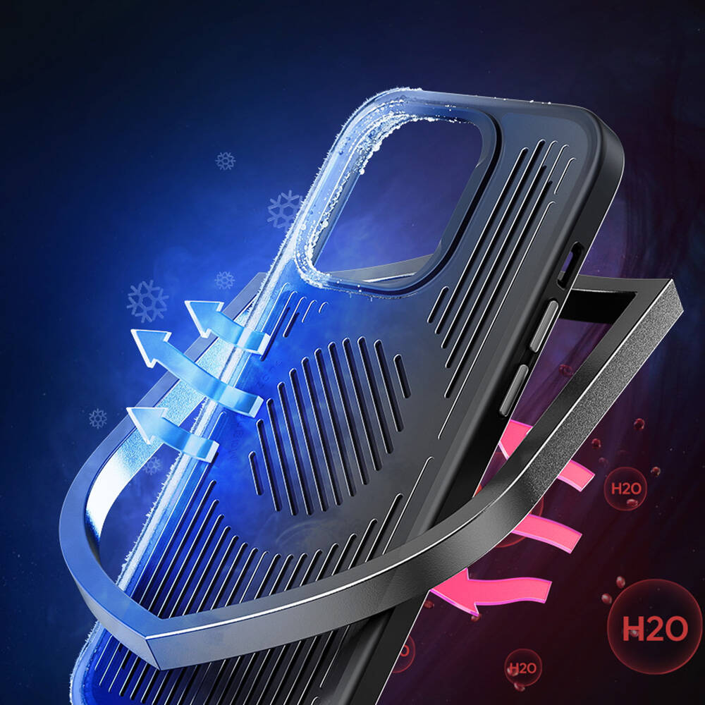 iPhone 14 Pro Kılıf Magsafe Şarj Özellikli Soğutucu Benks Biliz Kılıf Gri