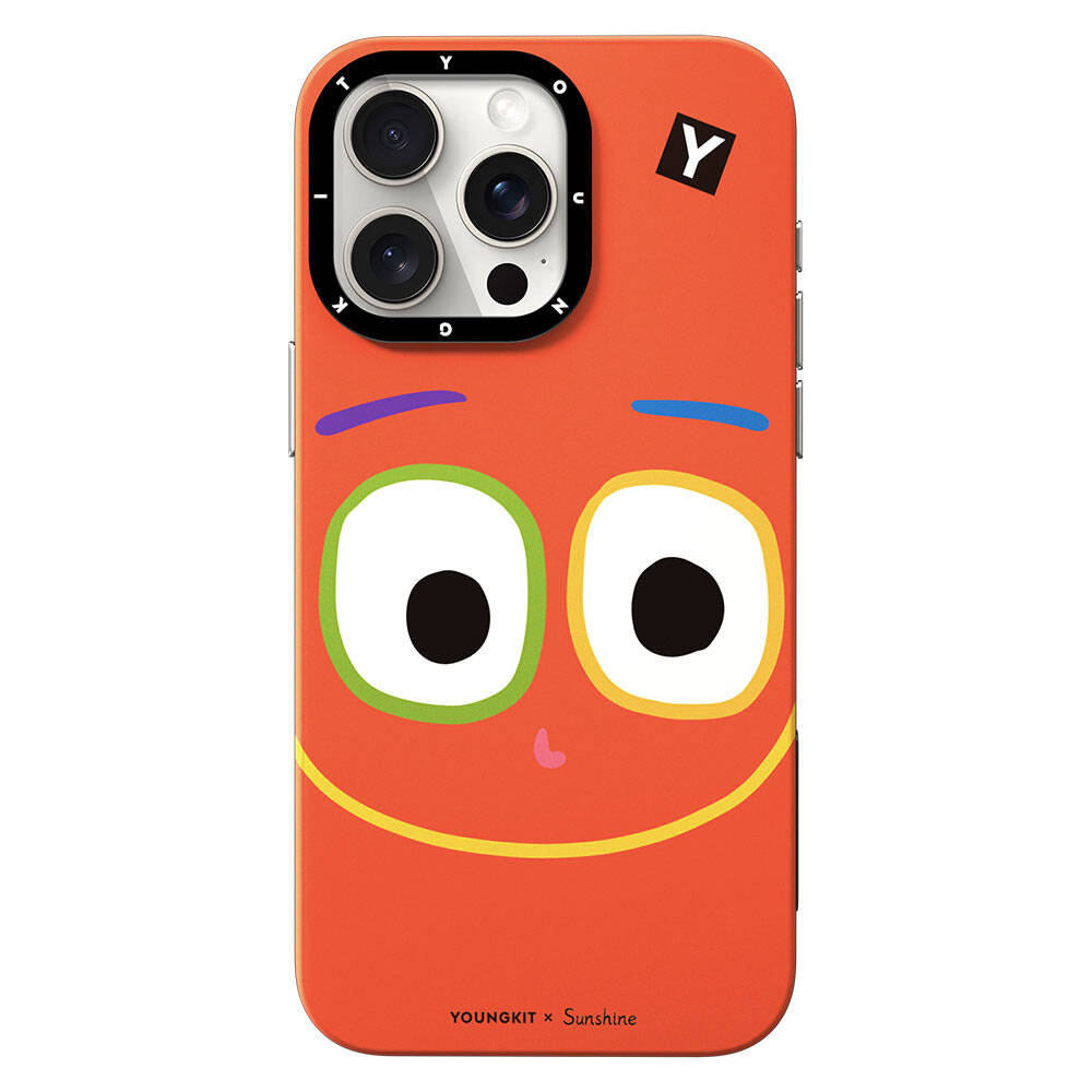 iPhone 14 Pro Kılıf Magsafe Şarj Özellikli Sunshine Tasarımlı Youngkit Daily Happy Serisi Kılıf Siyah-Sarı