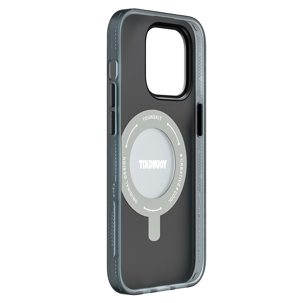 iPhone 14 Pro Kılıf Magsafe Şarj Özellikli Youngkit 360° Standlı Technology Serisi Kılıf Mavi