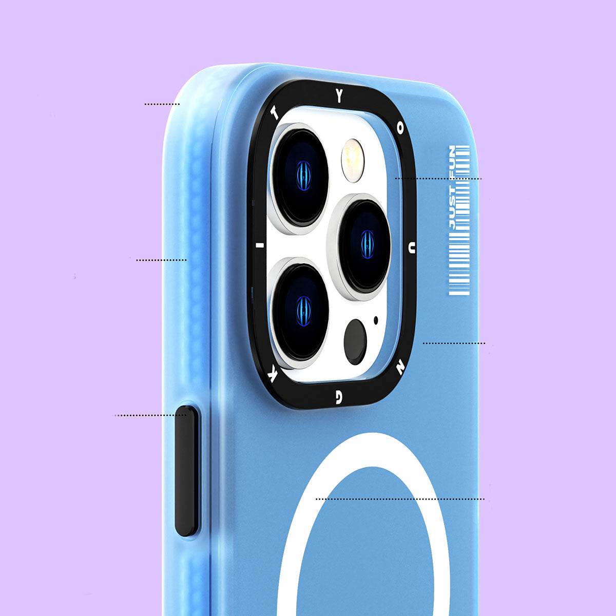 iPhone 14 Pro Kılıf Magsafe Şarj Özellikli Youngkit Colored Sand Serisi Kılıf Mor