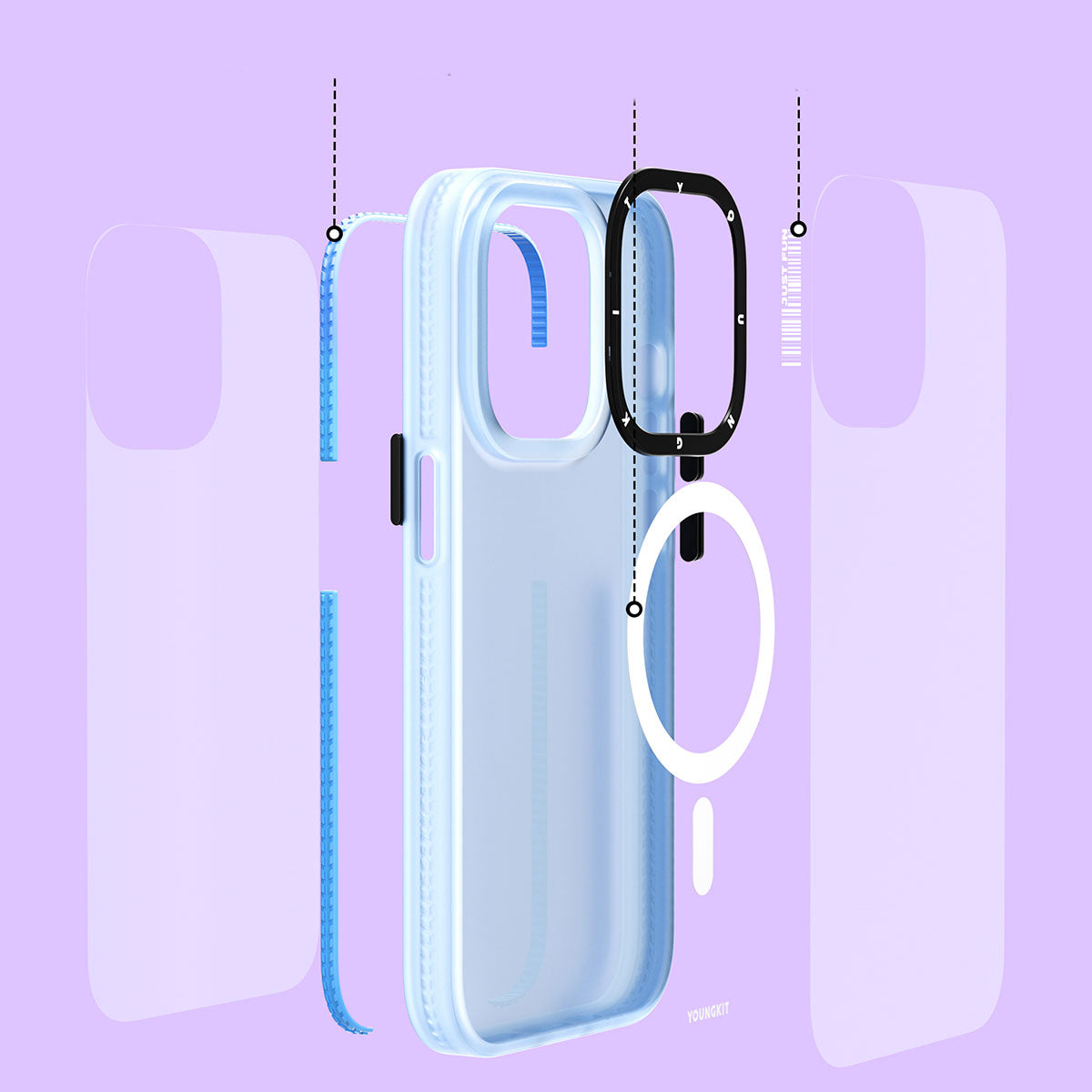 iPhone 14 Pro Kılıf Magsafe Şarj Özellikli Youngkit Colored Sand Serisi Kılıf Siyah