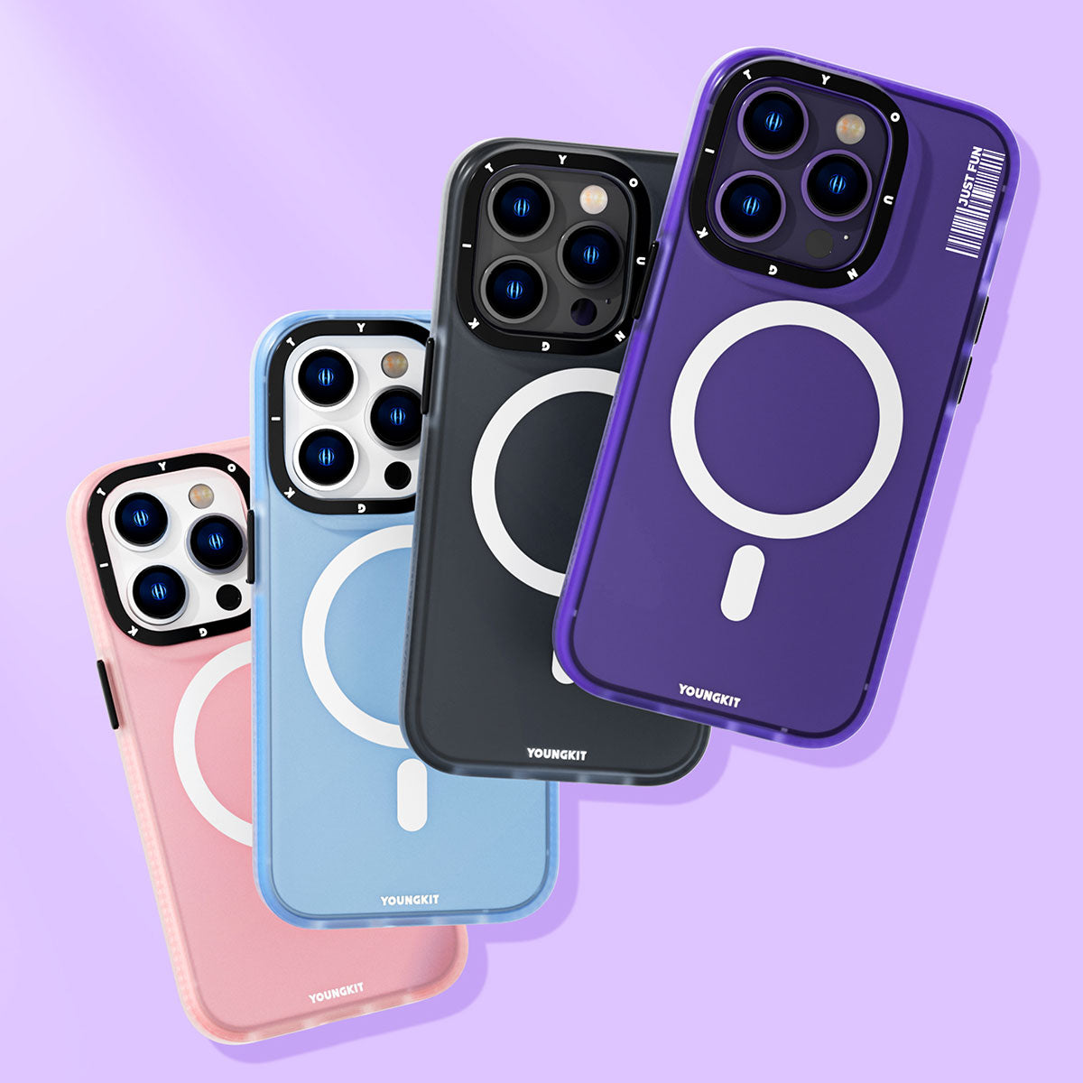 iPhone 14 Pro Kılıf Magsafe Şarj Özellikli Youngkit Colored Sand Serisi Kılıf Mavi