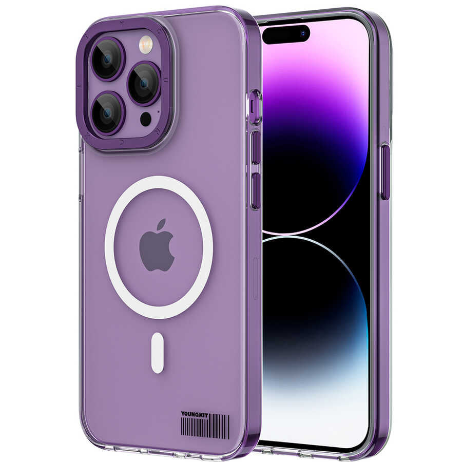 Apple iPhone 14 Pro Kılıf M-safe Şarj Özellikli Youngkit Coloured Glaze Serisi Kapak