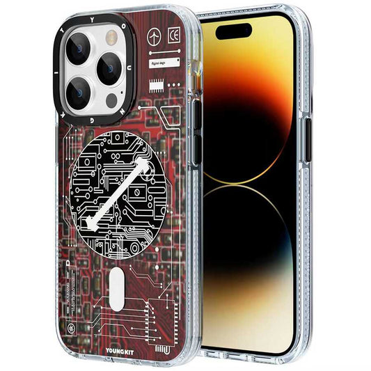 iPhone 14 Pro Kılıf Magsafe Şarj Özellikli YoungKit Technology Serisi Kılıf Kırmızı