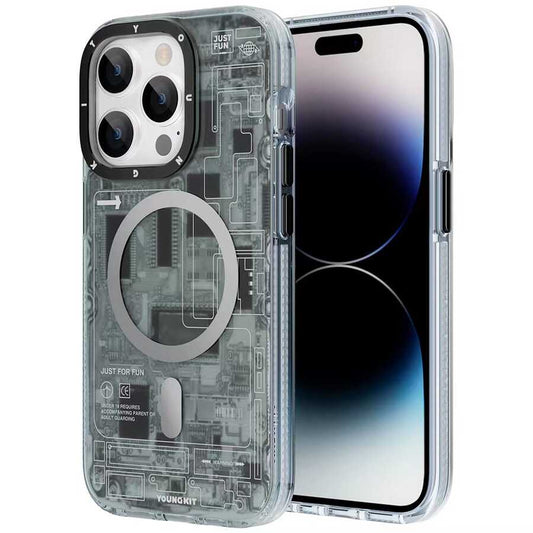 iPhone 14 Pro Kılıf Magsafe Şarj Özellikli YoungKit Technology Serisi Kılıf Siyah