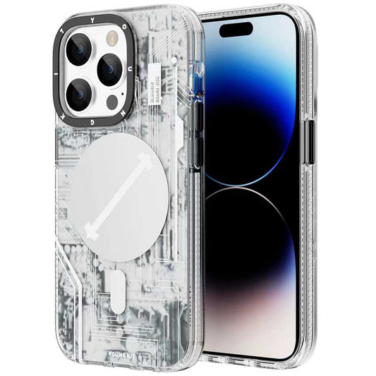 iPhone 14 Pro Kılıf Magsafe Şarj Özellikli YoungKit Technology Serisi Kılıf Beyaz