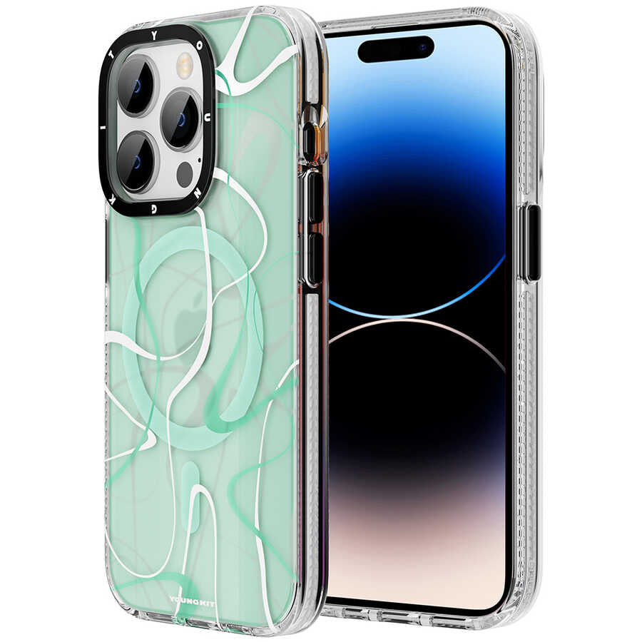 Apple iPhone 14 Pro Kılıf M-safe Şarj Özellikli Youngkit Water-Ink Serisi Kapak
