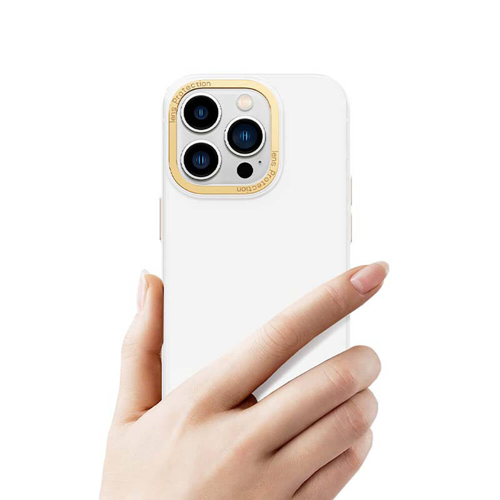 iPhone 14 Pro Kılıf Metal Kamera Çerçeveli Recci Glaze Serisi Kılıf Siyah