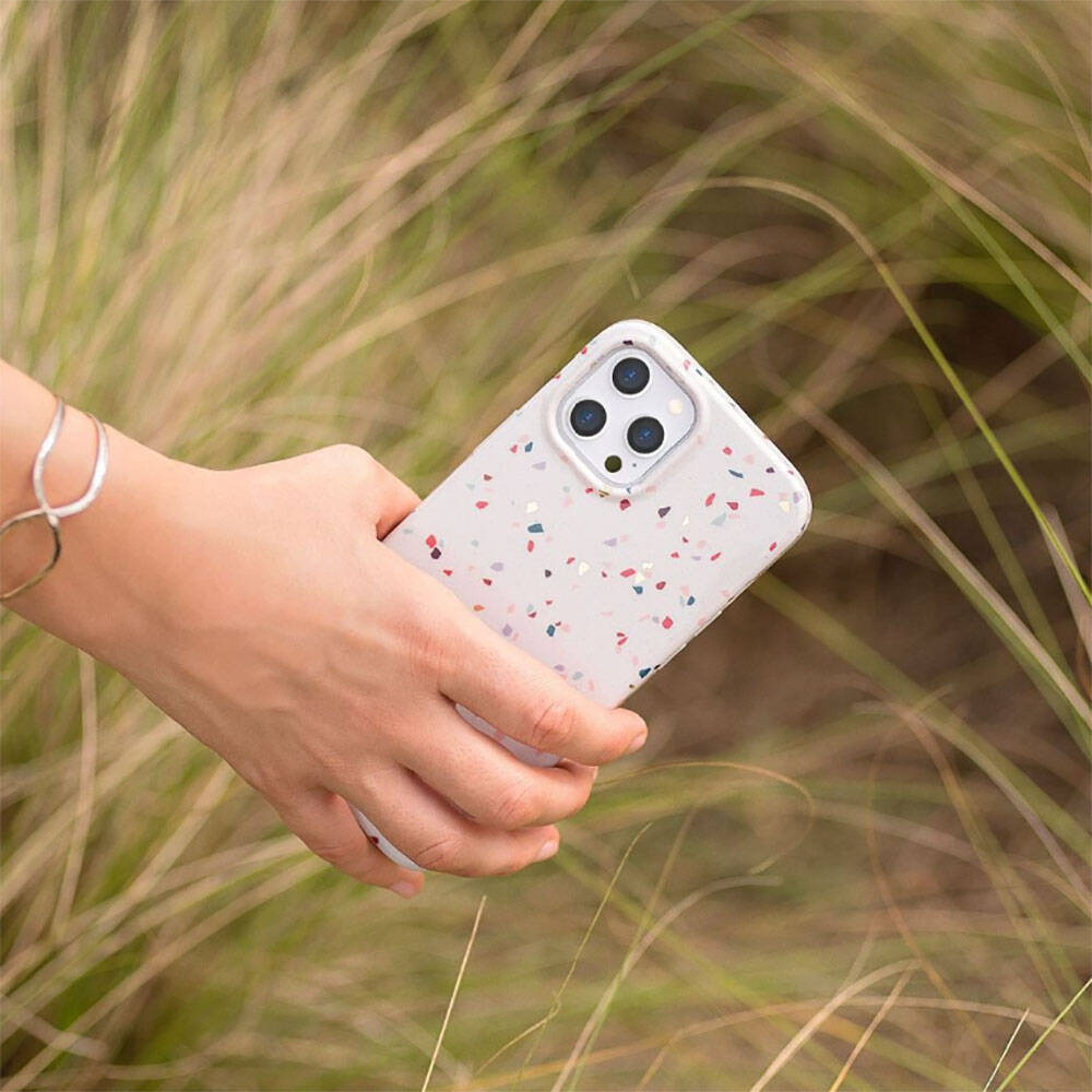 iPhone 14 Pro Kılıf Mozaik Desenli Coehl Terrazzo Kılıf Gri