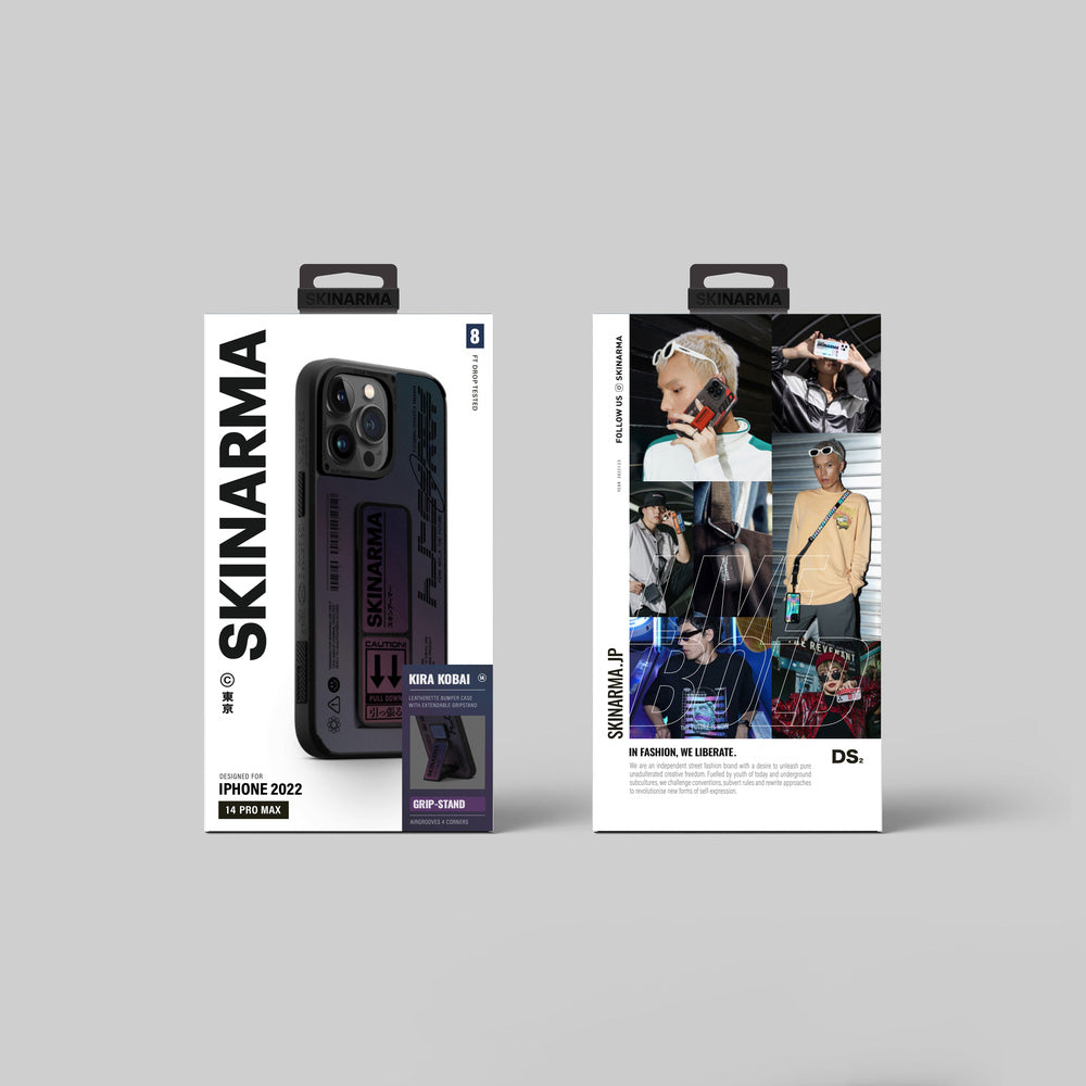 iPhone 14 Pro Kılıf SkinArma Holografik Tasarımlı Standlı Deri Görünümlü Kira Kobai Kılıf Colorful