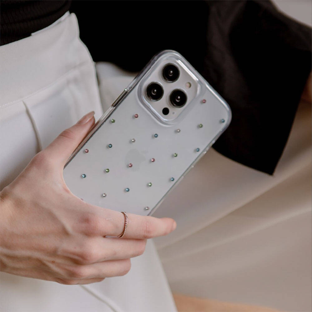 iPhone 14 Pro Kılıf Tektaş Desenli Coehl Solitaire Kılıf Renksiz