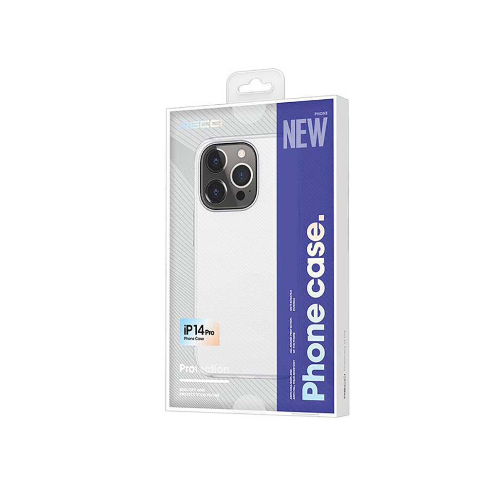 iPhone 14 Pro Kılıf Ultra İnce Mat PC Arka Yüzey Recci Elite Serisi Kılıf Beyaz