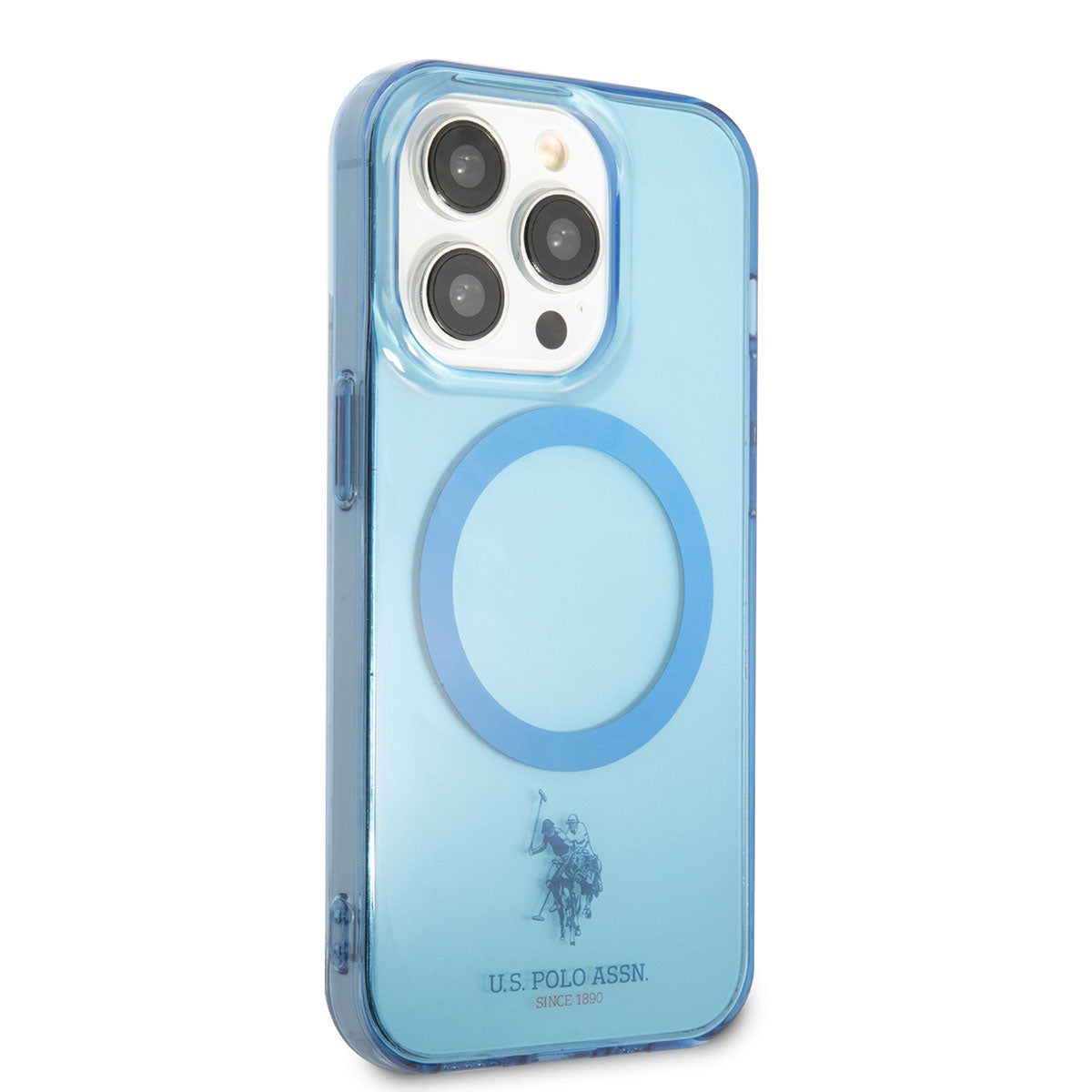 iPhone 14 Pro Kılıf U.S. POLO ASSN. Magsafe Şarj Özellikli Transparan Tasarım Kılıf Mavi