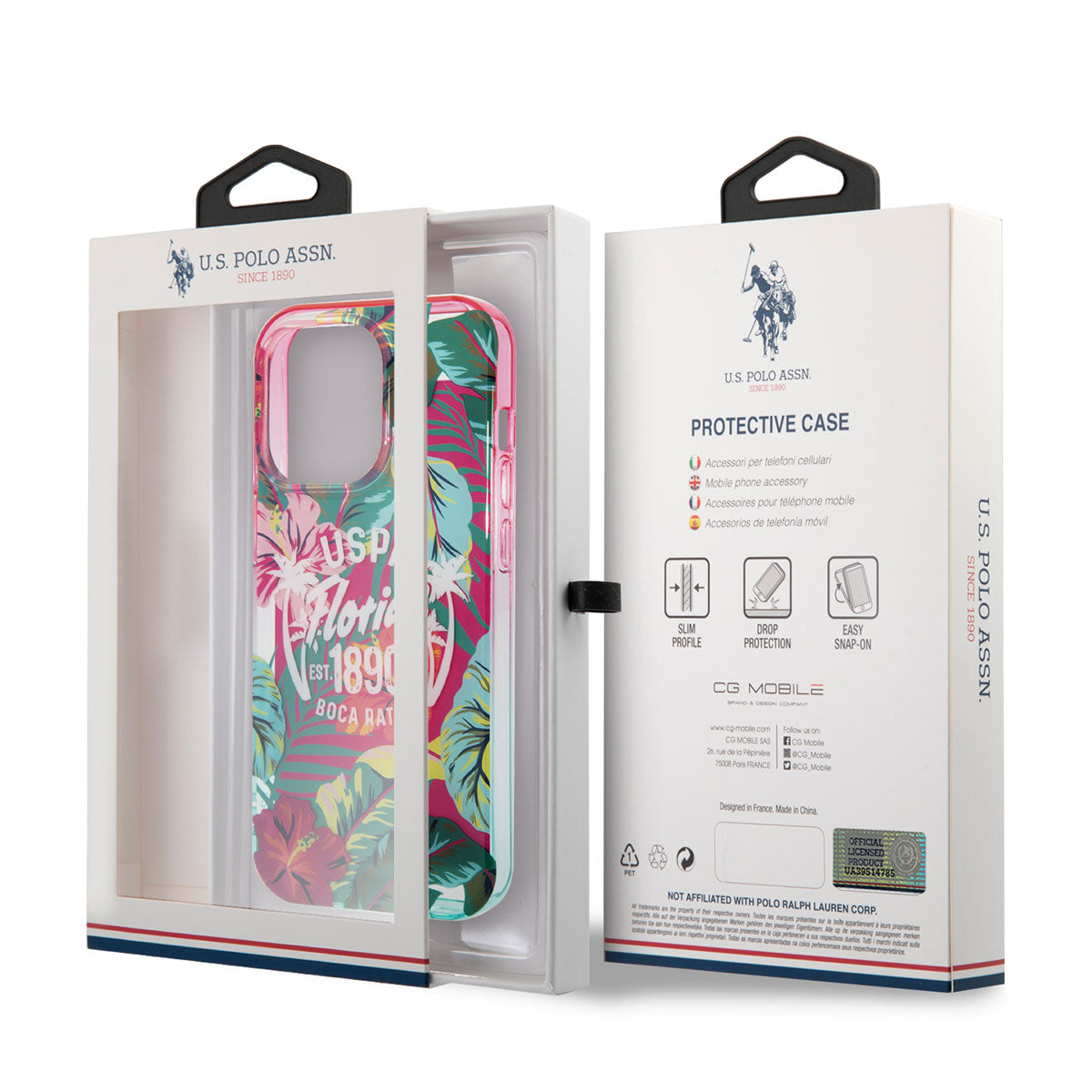 iPhone 14 Pro Kılıf U.S. POLO ASSN. Renkli Yaprak Baskılı Dizayn Kılıf Yeşil