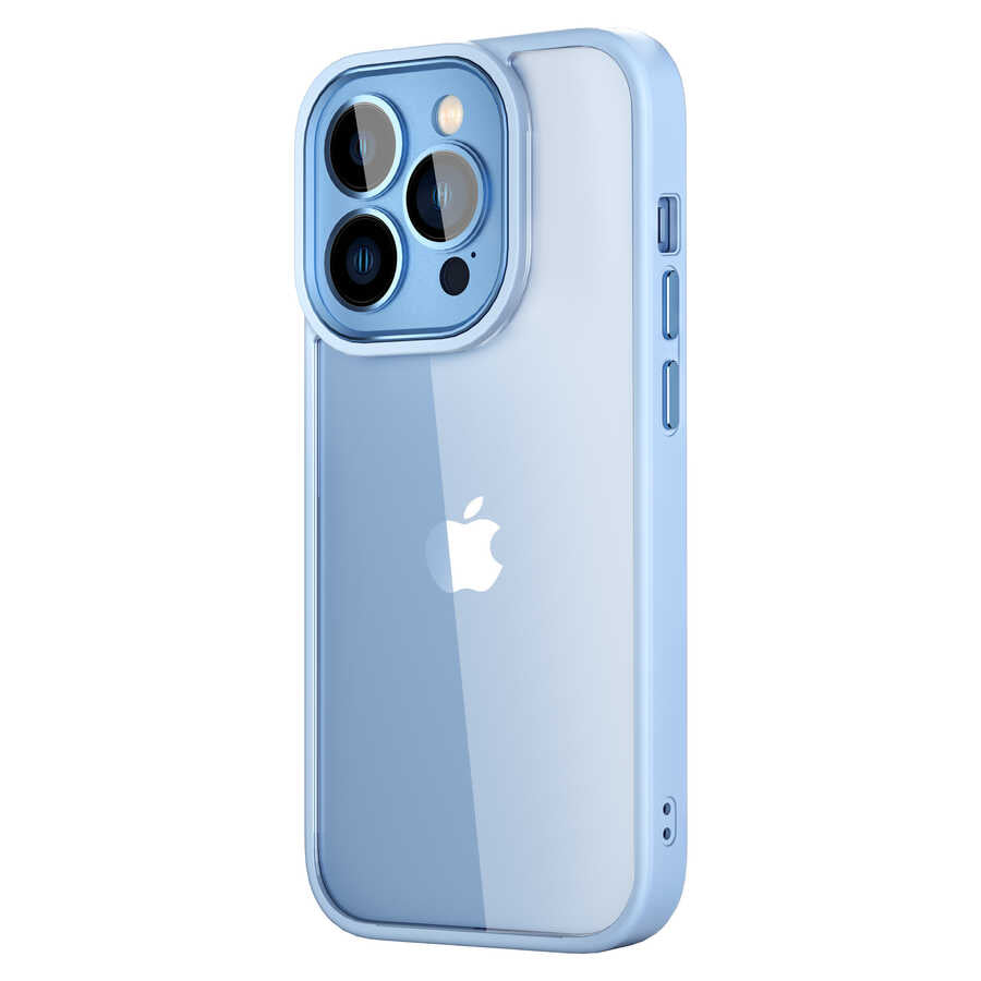Apple iPhone 14 Pro Kılıf Wiwu VCC-104 Lens Korumalı Renkli Kenar Arkası Şeffaf Vivid Clear Kapak