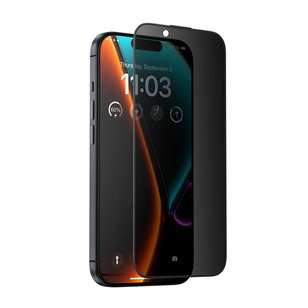 iPhone 14 Pro Max Benks V Pro Ultra Shield Privacy 0.3mm Ekran Koruyucu + Kolay Uygulama Aparatlı Siyah