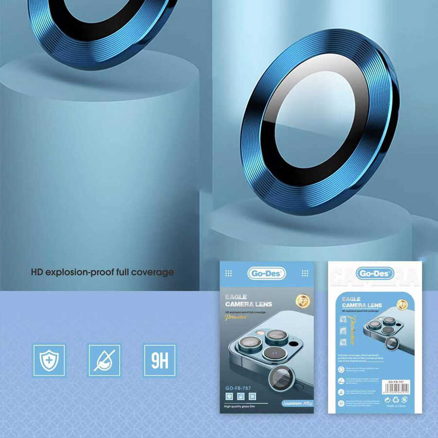 iPhone 14 Pro Max Go Des Eagle Kamera Lens Koruyucu Gold