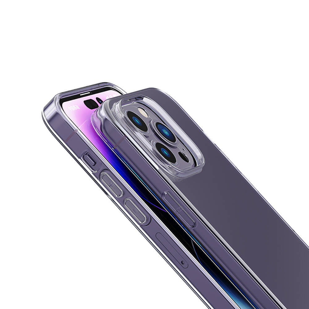 iPhone 14 Pro Max Kılıf Airbagli Şeffaf Darbe Emici Silikon Tasarımlı Recci Clarity Serisi Kılıf Şeffaf