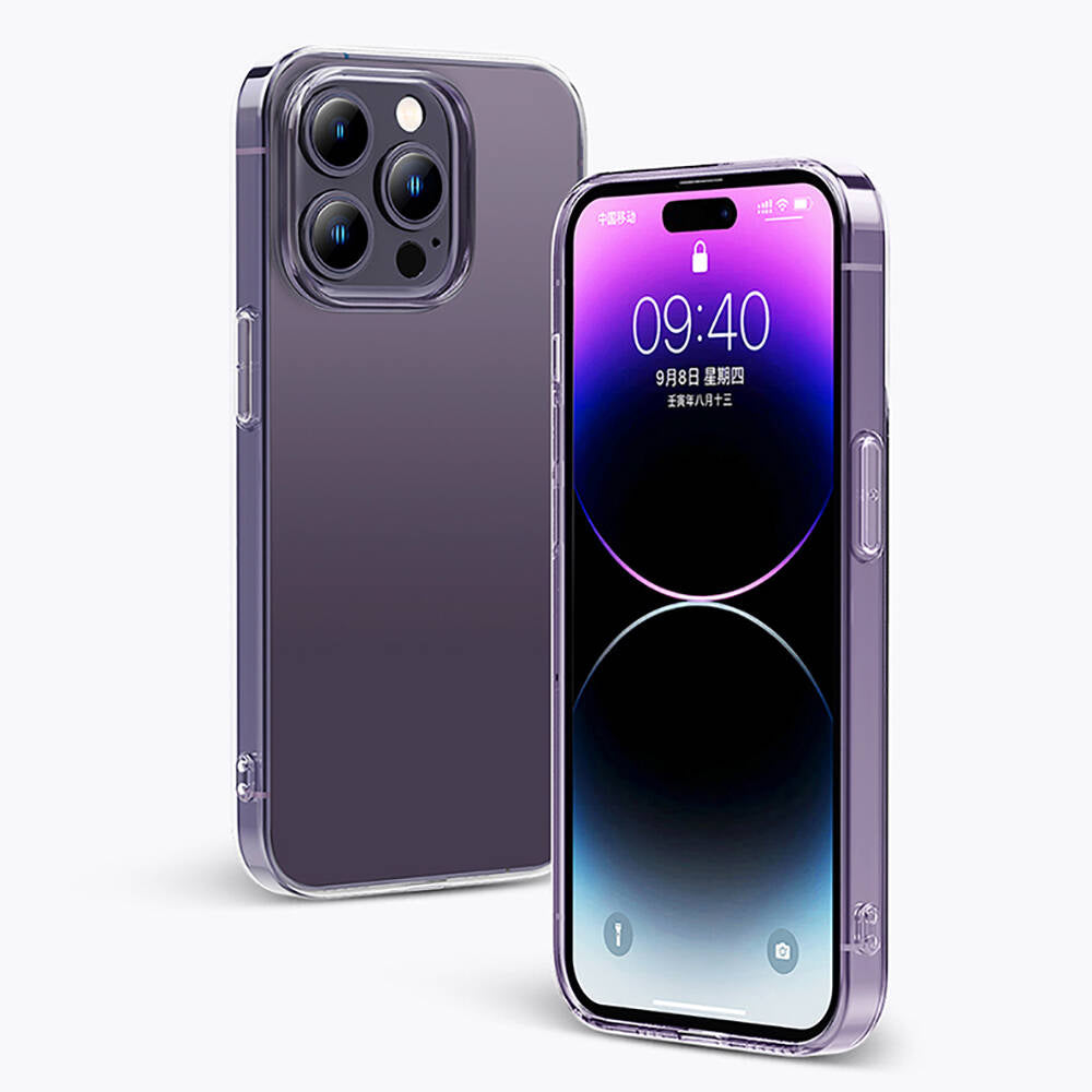 iPhone 14 Pro Max Kılıf Airbagli Şeffaf Darbe Emici Silikon Tasarımlı Recci Clarity Serisi Kılıf Şeffaf