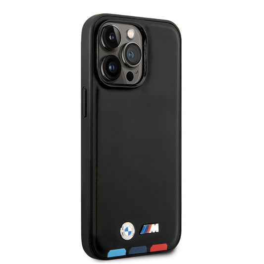 Apple iPhone 14 Pro Max Kılıf BMW M-safe Şarj Özellikli PU Deri 3 Renkli Logolu Dizayn Kapak