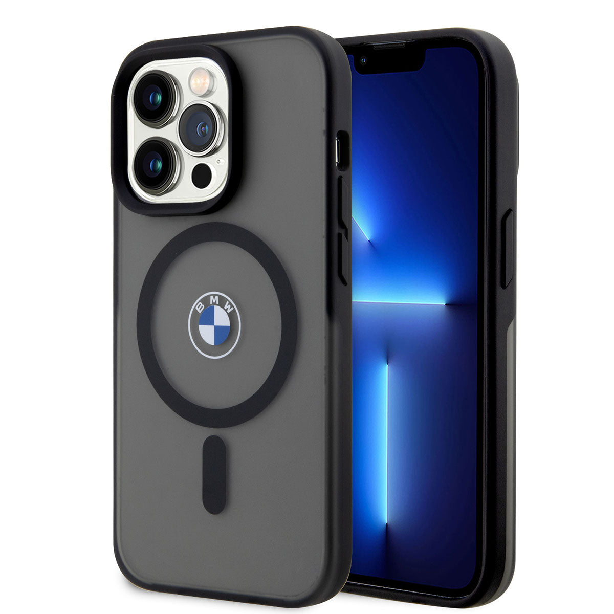 Apple iPhone 14 Pro Max Kılıf BMW M-safe Şarj Özellikli Transparan Logolu İmza Dizayn Kapak