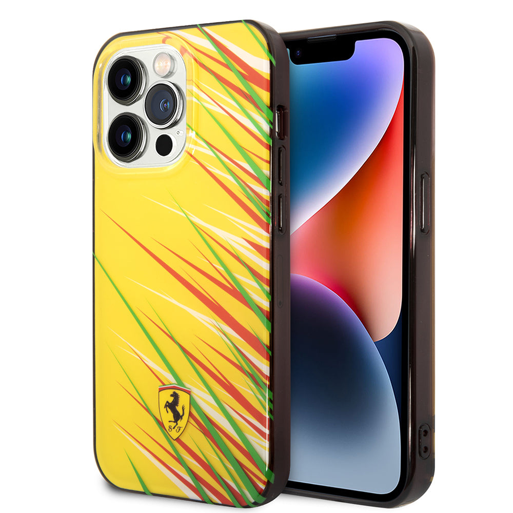 Apple iPhone 14 Pro Max Kılıf Ferrari Orjinal Lisanslı Baskı Logolu Çimen Desenli Kapak