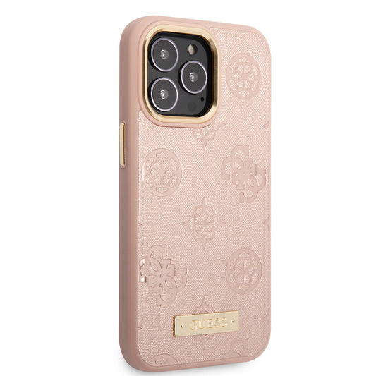 Apple iPhone 14 Pro Max Kılıf GUESS M-safe Şarj Özellikli PU Deri Metal Logolu Kapak