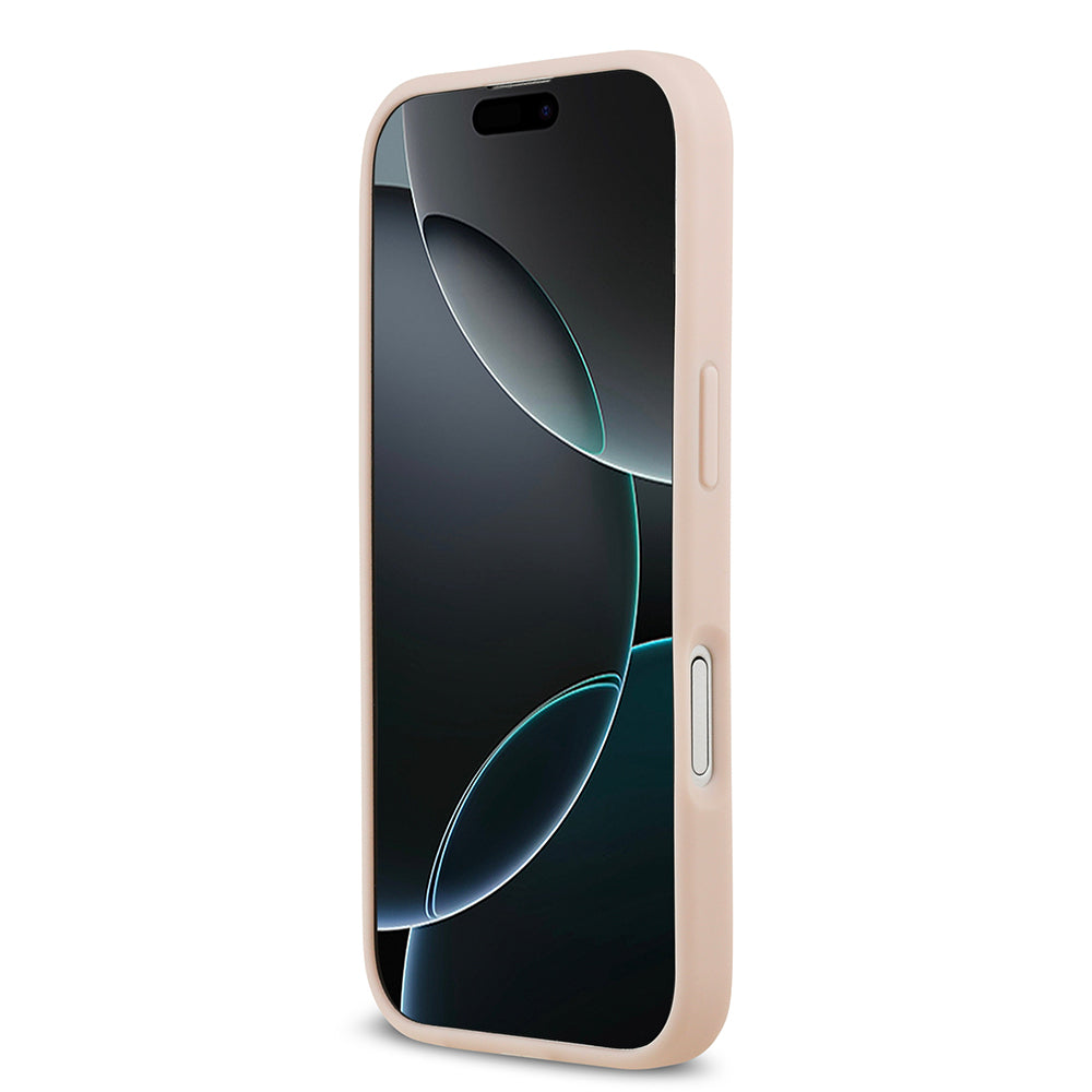 Apple iPhone 17 Kılıf Guess Orjinal Lisanslı M-safe Şarj Özellikli Taneli Çiçek Tasarımlı Metal Yazı Logolu Kapak Siyah