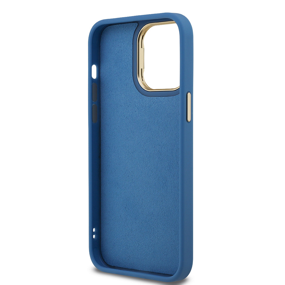 Apple iPhone 14 Pro Max Kılıf Guess Orjinal Lisanslı PU Deri 4G Desenli Metal Büyük 4G ve Yazı Logolu Kamera Standlı Kapak Siyah