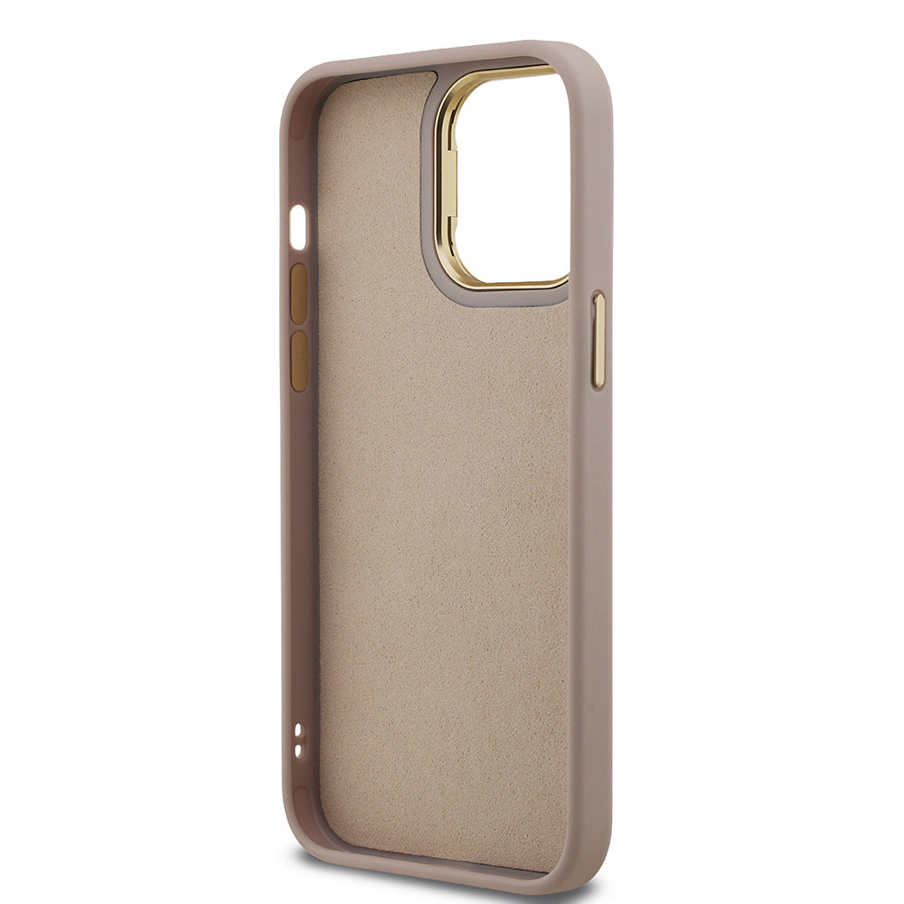 Apple iPhone 14 Pro Max Kılıf Guess Orjinal Lisanslı PU Deri 4G Desenli Metal Büyük 4G ve Yazı Logolu Kamera Standlı Kapak Mavi