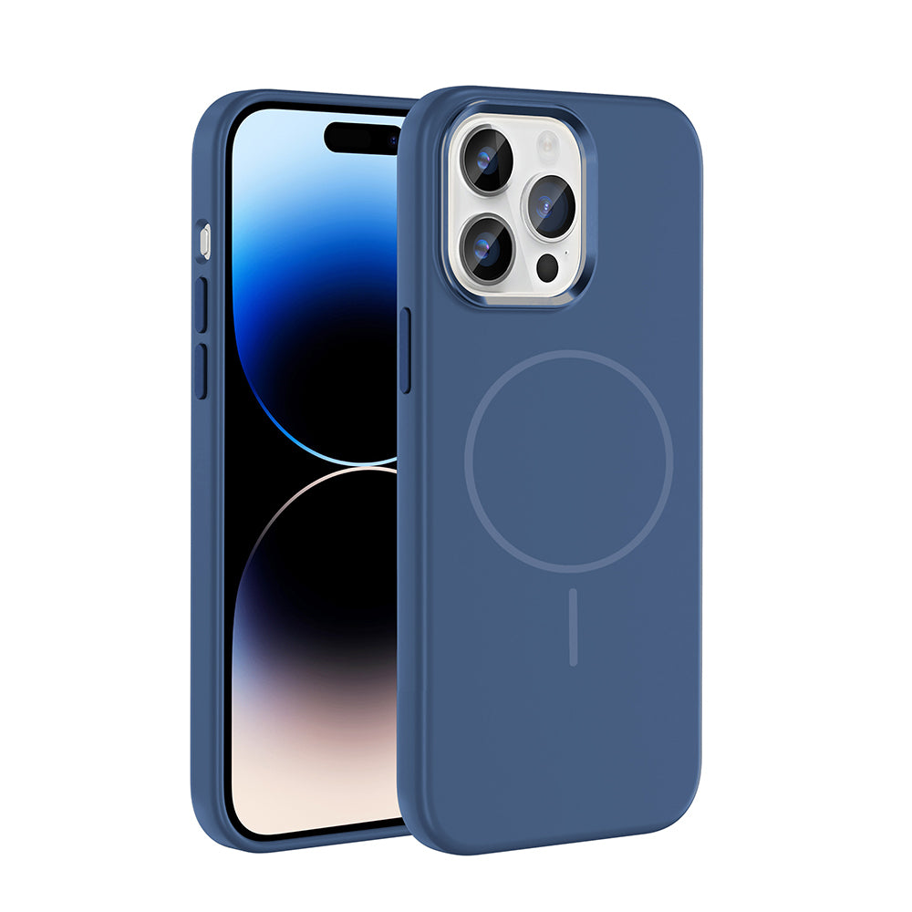 Apple iPhone 14 Pro Max Kılıf M-Safe Şarj Özellikli Metal Kamera Çerçeveli Zore Edi Silikon Kapak