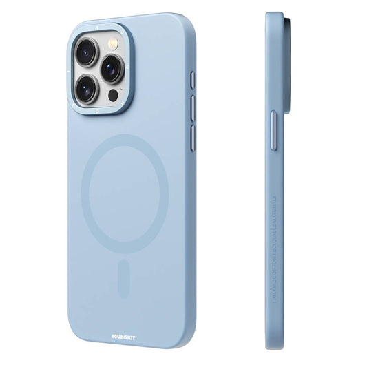 iPhone 14 Pro Max Kılıf Magsafe Şarj Özellikli Çizilmeye ve Aşınmaya Dayanıklı Youngkit Velvet Serisi Kılıf Mavi