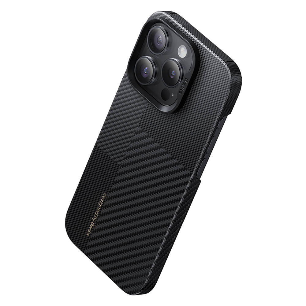 iPhone 14 Pro Max Kılıf Magsafe Şarj Özellikli Karbon Fiber Benks Montage ArmorAir Kevlar Kılıf Siyah