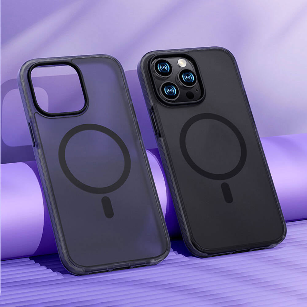 iPhone 14 Pro Max Kılıf Magsafe Şarj Özellikli Mat Arka Yüzey Benks Drop Resistance Kılıf Mavi