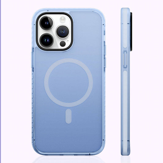 iPhone 14 Pro Max Kılıf Magsafe Şarj Özellikli Mat Arka Yüzey Benks Drop Resistance Kılıf Mavi