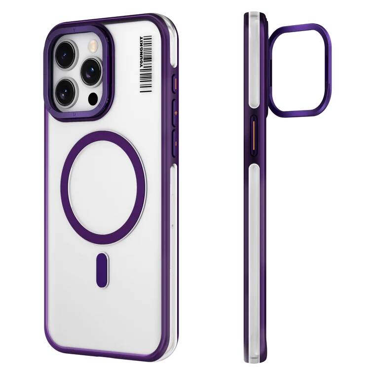 iPhone 14 Pro Max Kılıf Magsafe Şarj Özellikli Sararma Önleyici Youngkit Crystal Grid Kılıf Siyah