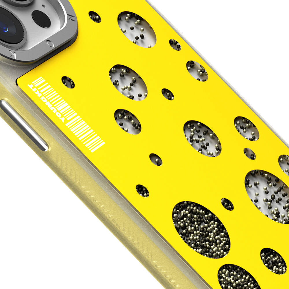 iPhone 14 Pro Max Kılıf Magsafe Şarj Özellikli Youngkit Quicksand Beads Serisi Kılıf Beyaz