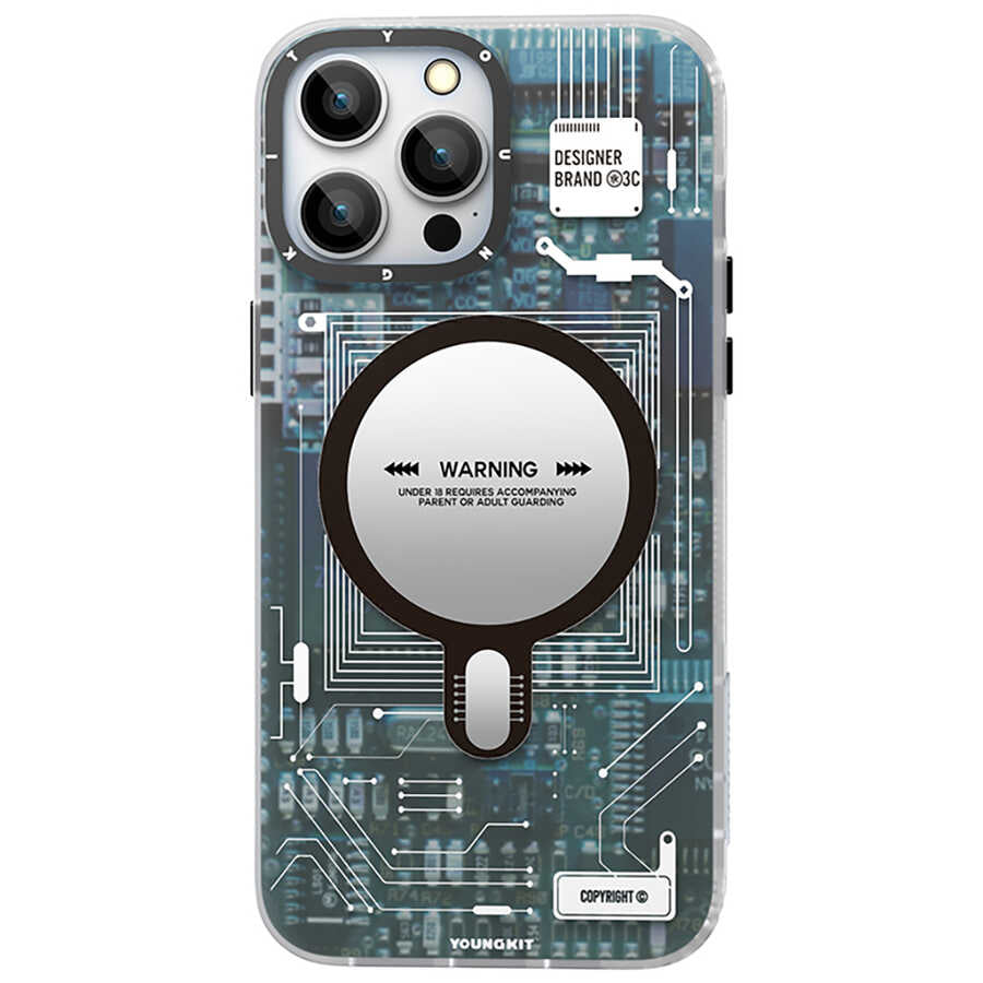 iPhone 14 Pro Max Kılıf Magsafe Şarj Özellikli YoungKit Technology Serisi Kılıf Kırmızı