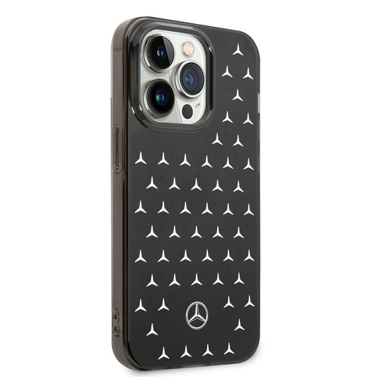 Apple iPhone 14 Pro Max Kılıf Mercedes Benz Çift Katmanlı Yıldız Desenli Dizayn Kapak