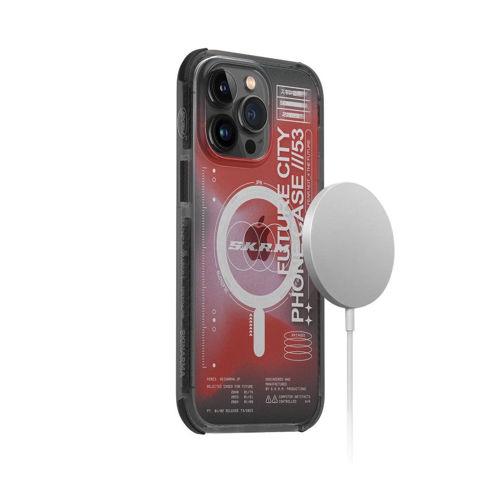 iPhone 14 Pro Max Kılıf SkinArma Şeffaf Airbag Tasarımlı Magsafe Şarj Özellikli Shorai Kılıf Kırmızı