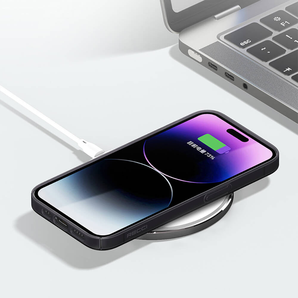 iPhone 14 Pro Max Kılıf Ultra İnce Mat PC Arka Yüzey Recci Elite Serisi Kılıf Gri