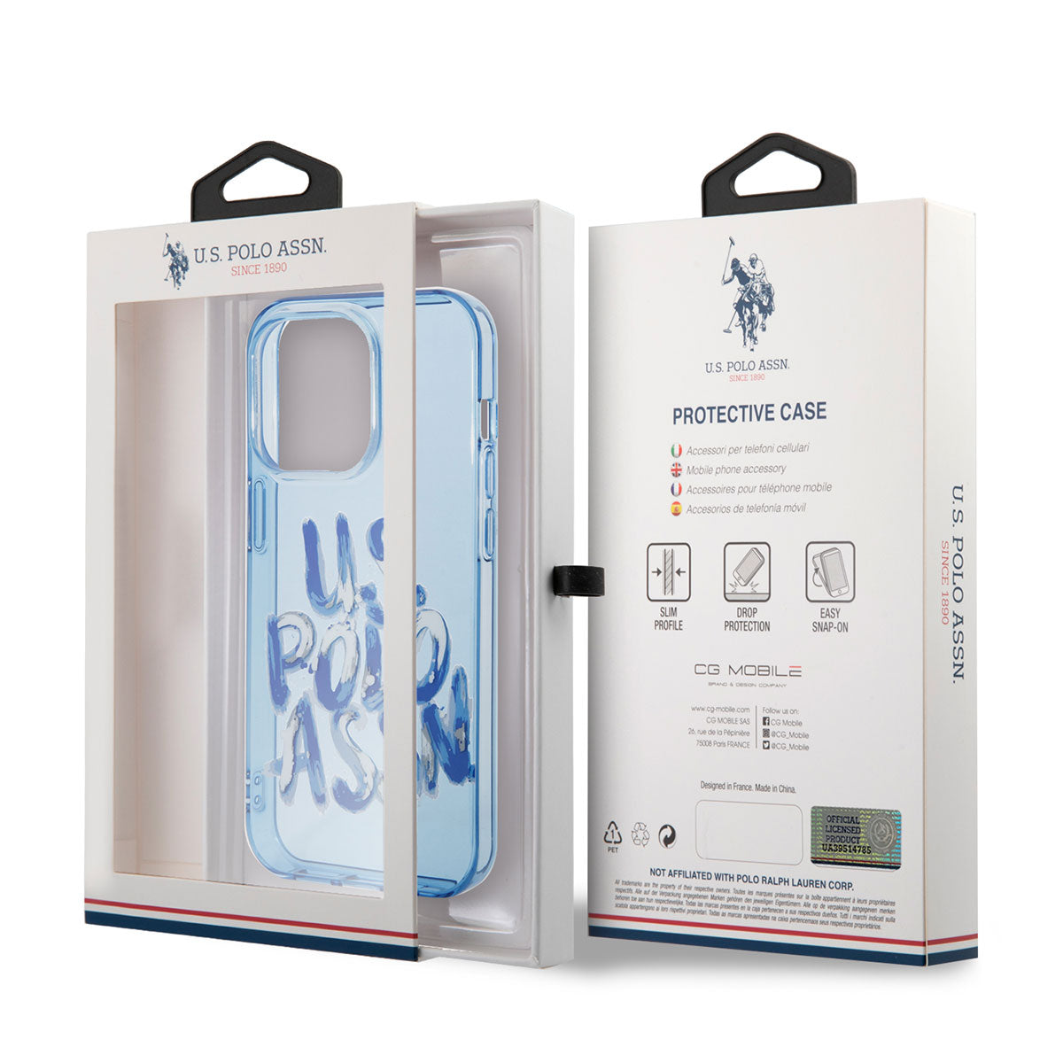 iPhone 14 Pro Max Kılıf U.S. POLO ASSN. Renkli Grafiti Baskılı Dizayn Kılıf Mavi