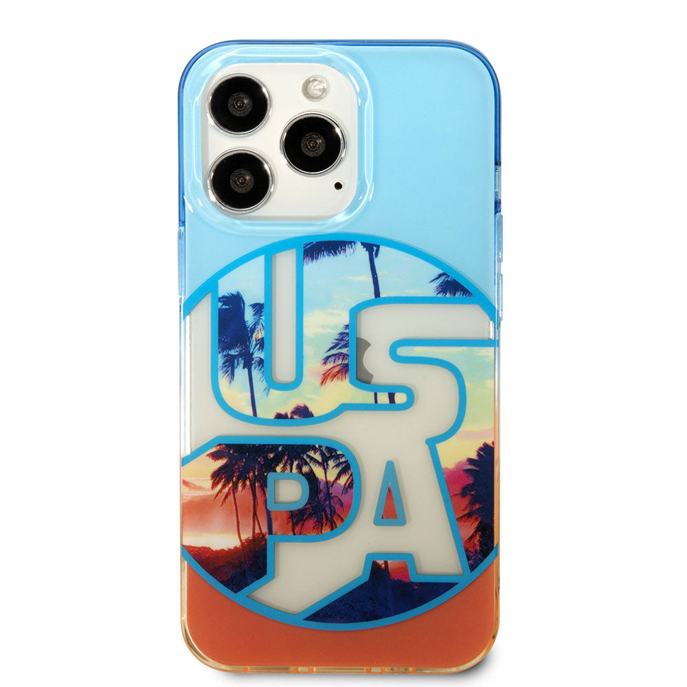 iPhone 14 Pro Max Kılıf U.S. POLO ASSN. Renkli Yaprak Baskılı Dizayn Kılıf Yeşil