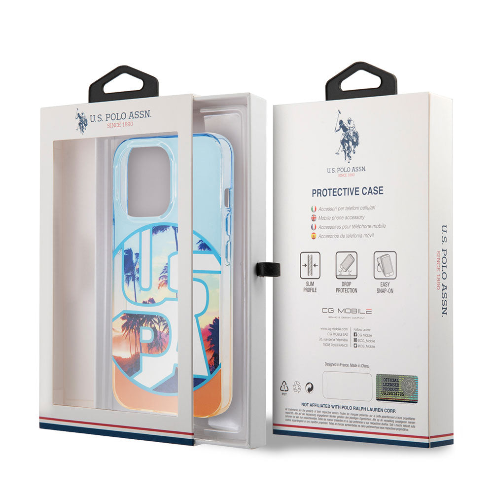 iPhone 14 Pro Max Kılıf U.S. POLO ASSN. Renkli Yaprak Baskılı Dizayn Kılıf Turuncu